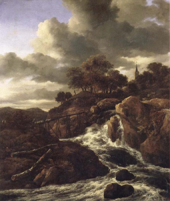 Jacob van Ruisdael A Waterfall with Rocky Hilla and Trees